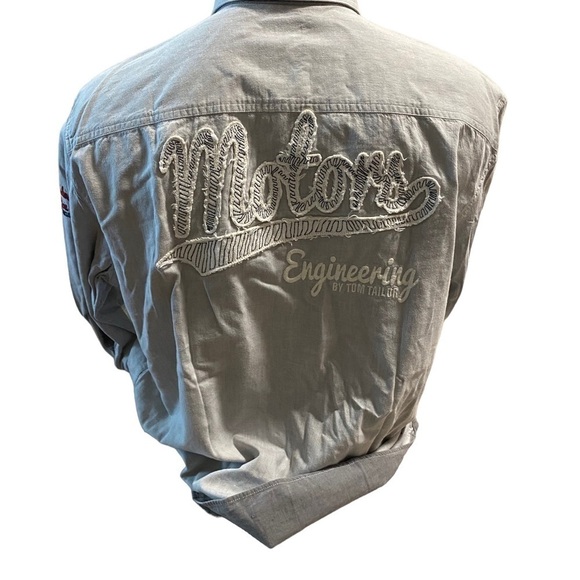tom tailor Other - Tom Tailor Motors Engineering Gray Biker Thick Shirt Size Men’s Large Race Car